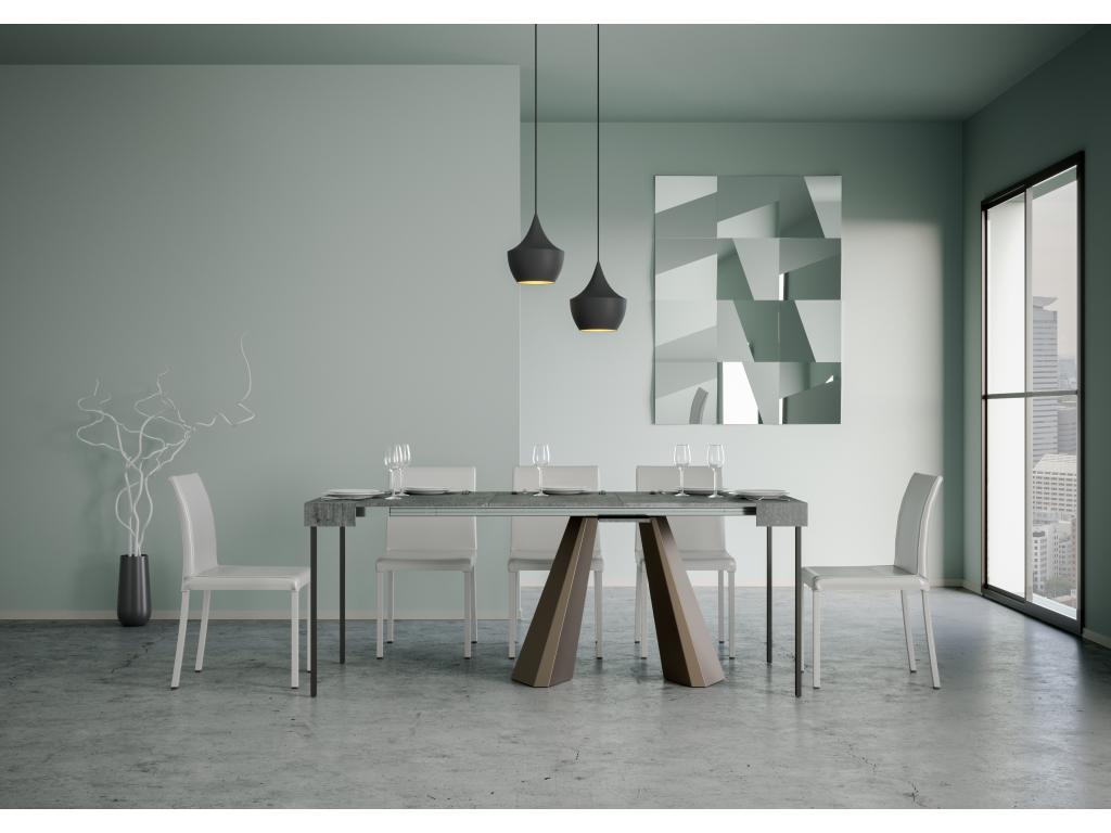 Console extensible 90x40/300 cm Diamante Gris Béton cadre Ours LKOT83935