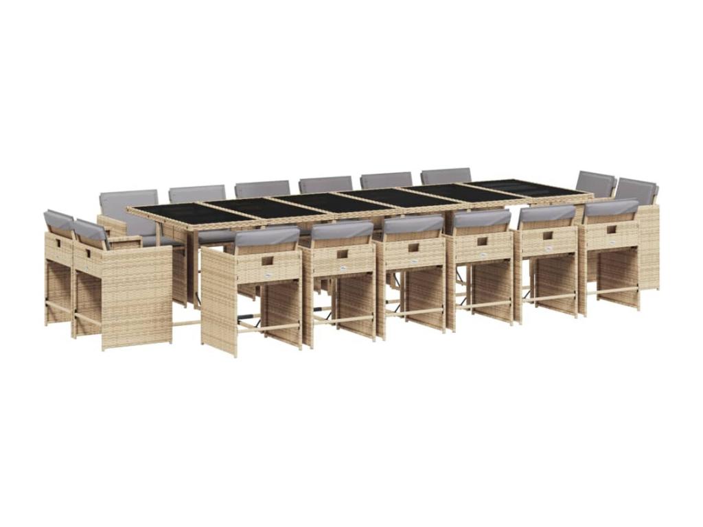 Ensemble à manger de jardin et coussins 17 pcs méDekonao beige NFZT69600