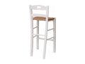 Tabouret snack blanc avec dossier hauteur 67 cm avec anse assise paille TCRJ82980