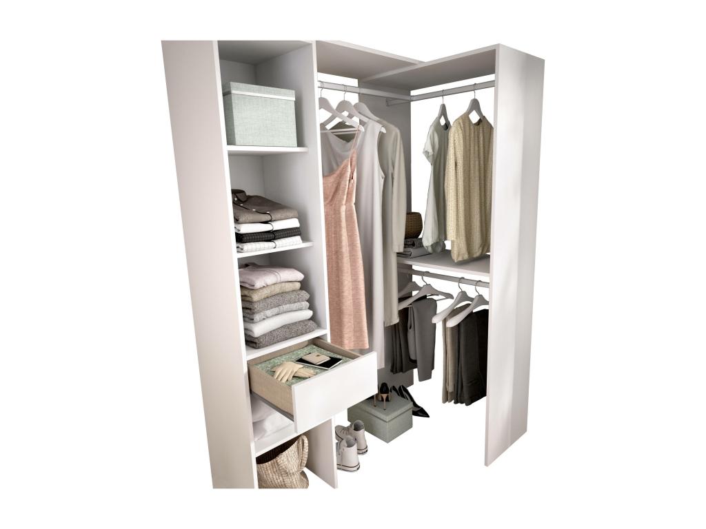 Grande Garde-robe Dekonao Meubles de chambre Penderie de plain-pied Placard à vêtements 98x42 h187 cm Blanc RMYI29501