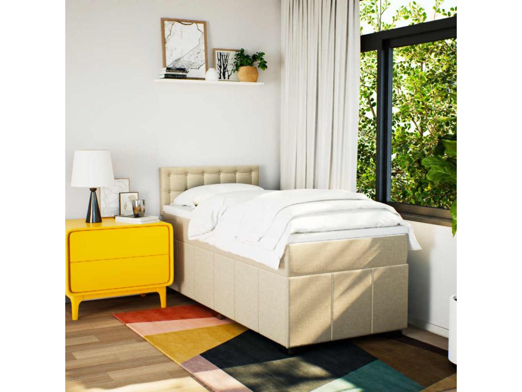 Sommier à Dekonao de lit avec matelas Crème 90x200 cm Tissu BUJC98424