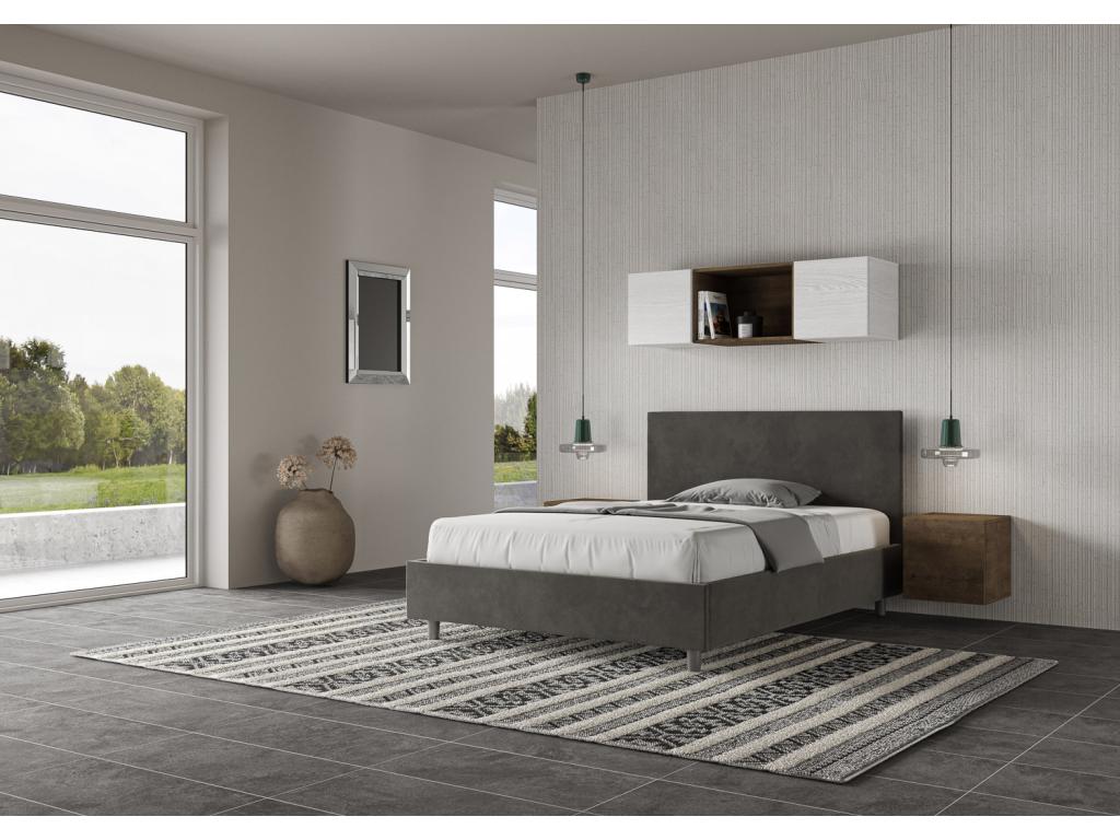 Lit adulte moderne microfibre Dekonao-Couleur Gris foncé-140x190-Option Avec sommier XDYZ74728