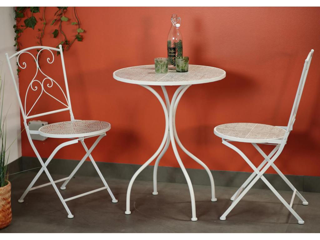 Chaise de jardin en mosaïque beige lot de 2 Dekonao YYOB66003