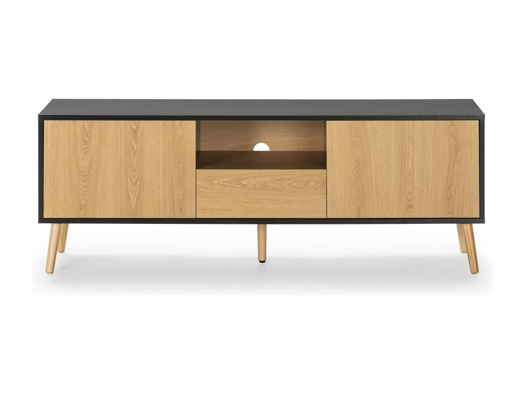 Meuble TV Dekonao 1 porte 2 tiroirs couleur noir/bois KSIV33299
