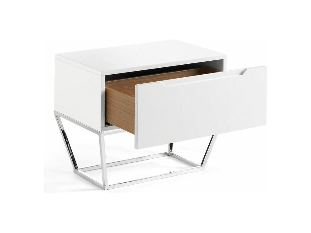 Table d'appoint design 1 tiroir laqué et pieds acier chromé Nobellea-Couleur Tangerine FDLI27022