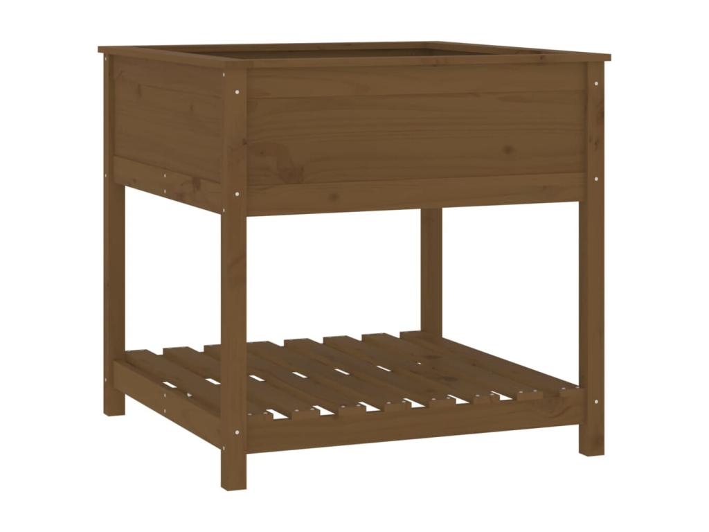 Jardinière avec étagère Marron miel 82,5x82,5x81 cm Bois de pin XGWF22476