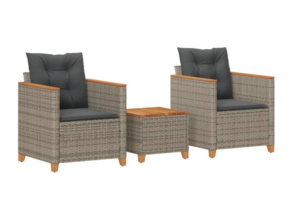 Ensemble de Dekonao 3 pcs et coussins résine gris tressée Dekonao BPQF25390