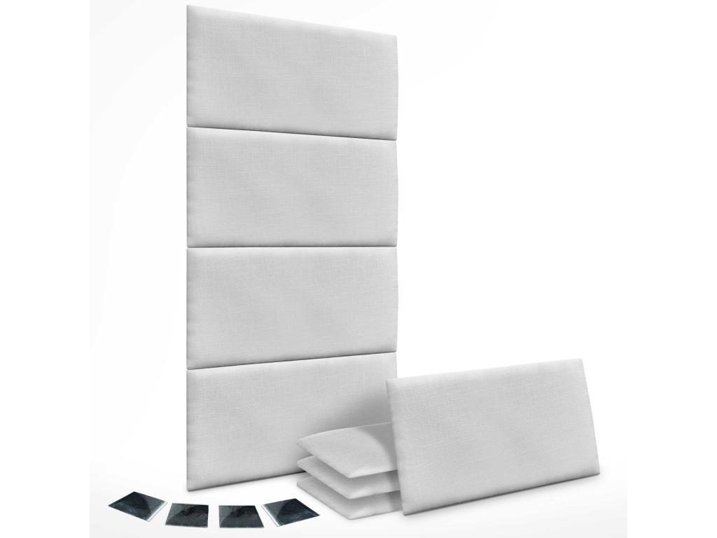 Dekonao Ensemble de 8 Panneaux muraux en lin autocollants absorption acoustique protection contre les chocs et Têtes de Lit Blanc 60x50cm x8 MDXU14526