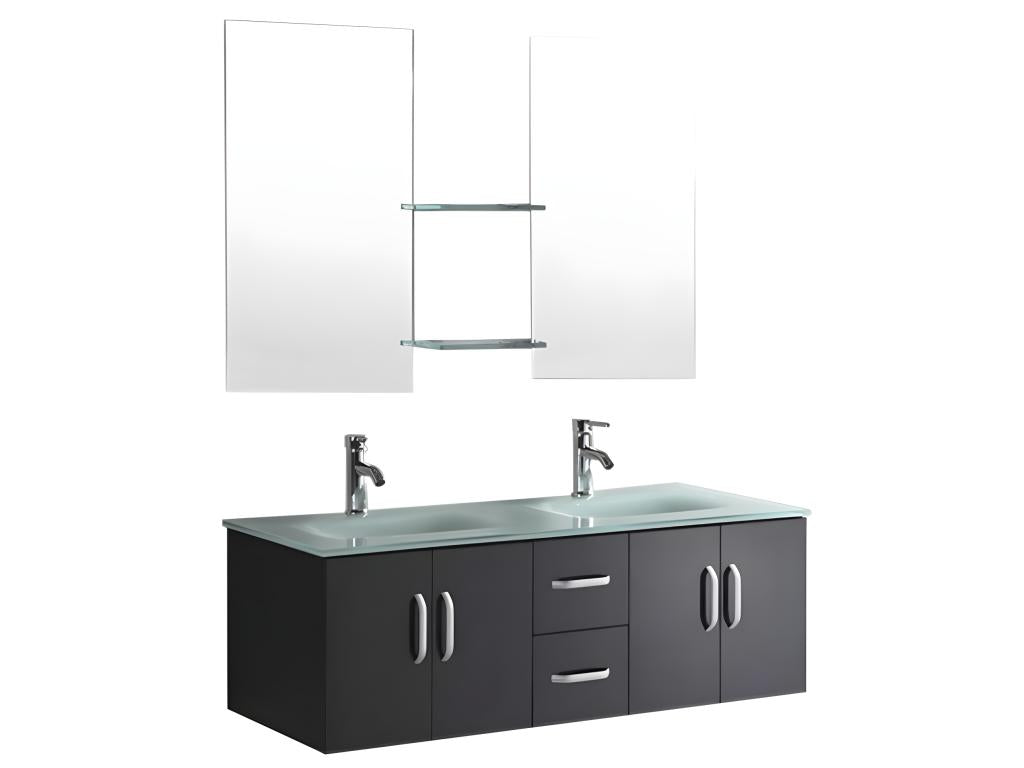 Meuble de Salle de Bain noir 151 cm Lavabo inclus – Dekonao AECJ64452