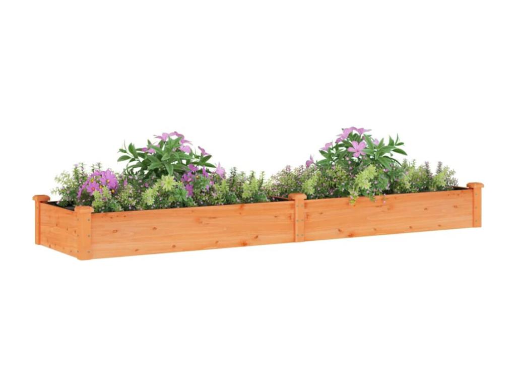 Lit surélevé de jardin doublure 240x60x25 cm bois massif sapin KFGO31144