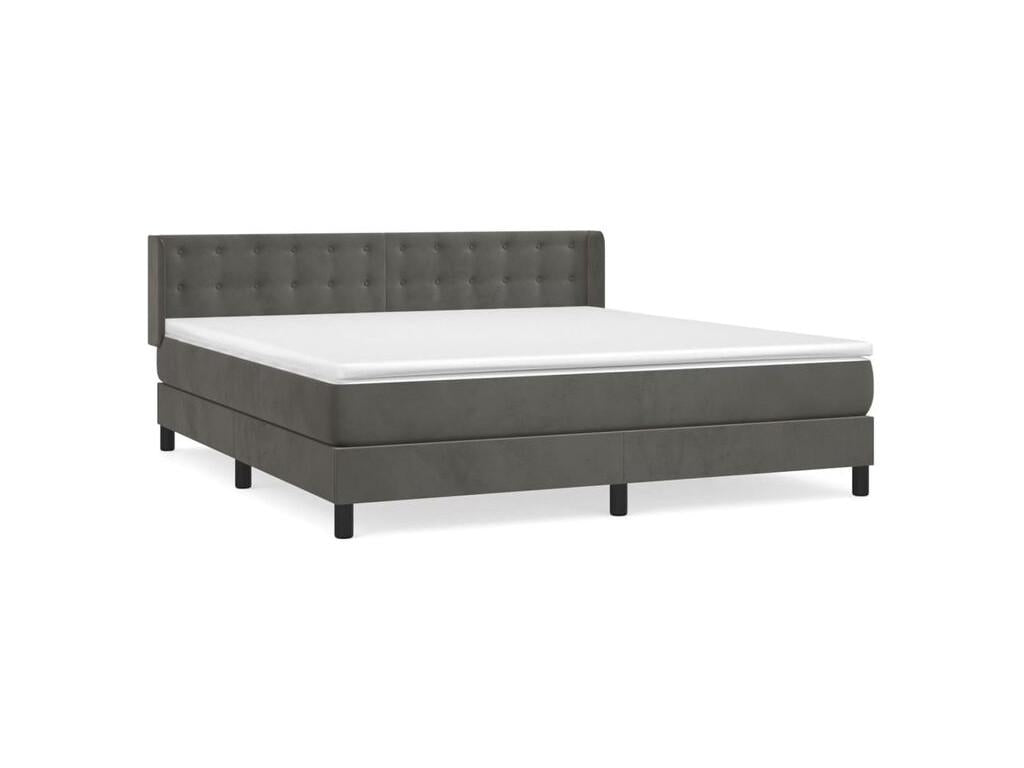 Sommier à Dékonao de lit et matelas Gris foncé 180x200 Velours RBQD13775
