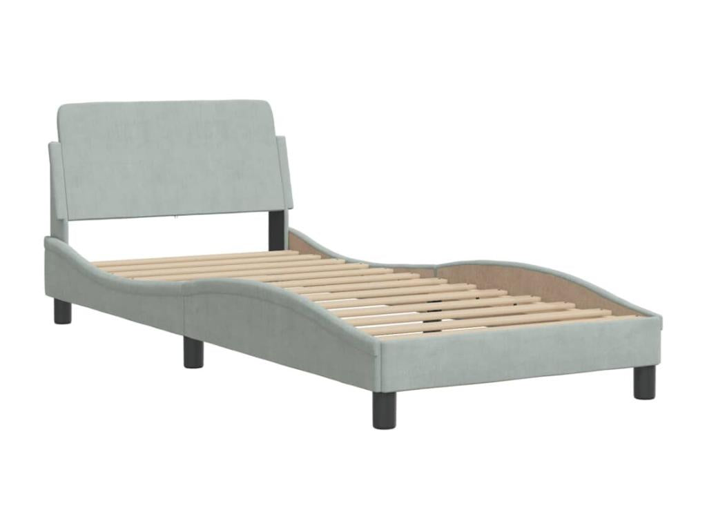 Cadre de lit sans matelas gris clair 90x190 cm velours DBSM30833