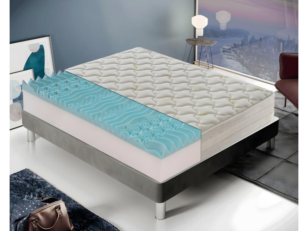 Matelas en mousse à mémoire de forme - 9 zones différentes - Haut 25 cm - Housse amovible en aloès 105x200 cm ZVDI82388
