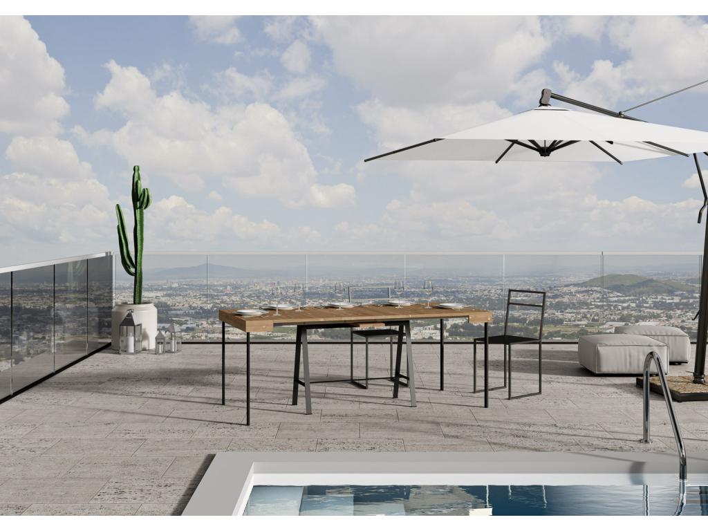 Console Extensible 90x40/190 cm Banco Small Sapin Teinté cadre Anthracite YLSC28900