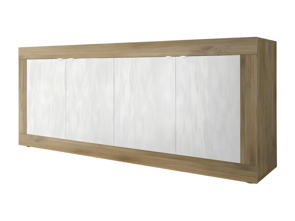 Buffet 4 portes Chêne noisette/Blanc neige - Dekonao SFMU02171