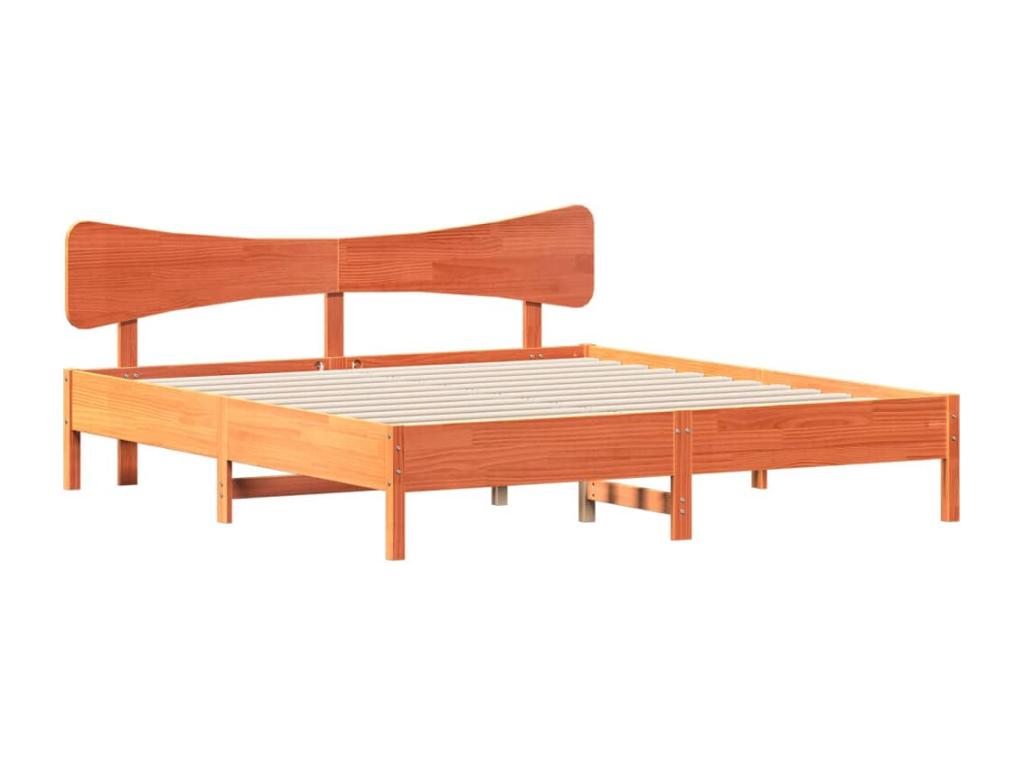 Cadre de lit sans matelas cire marron 200x200cm bois pin massif SHDV39884