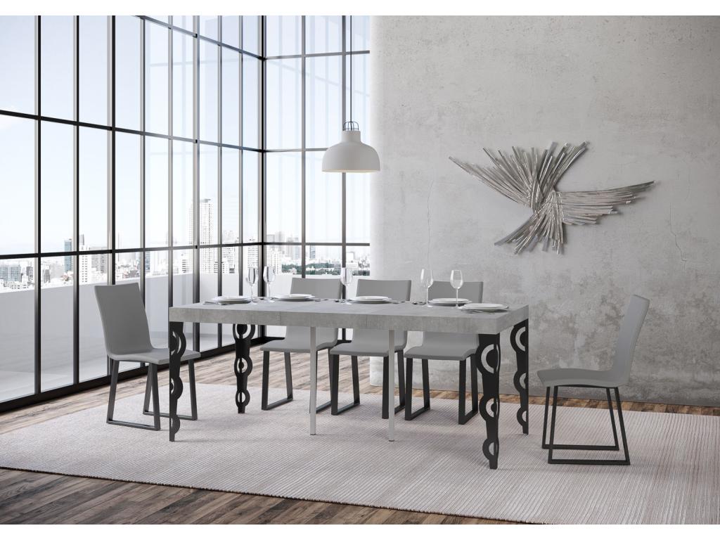 Console extensible 90x40/196 cm Karamay Small Premium Gris Béton cadre Anthracite IVHX09232