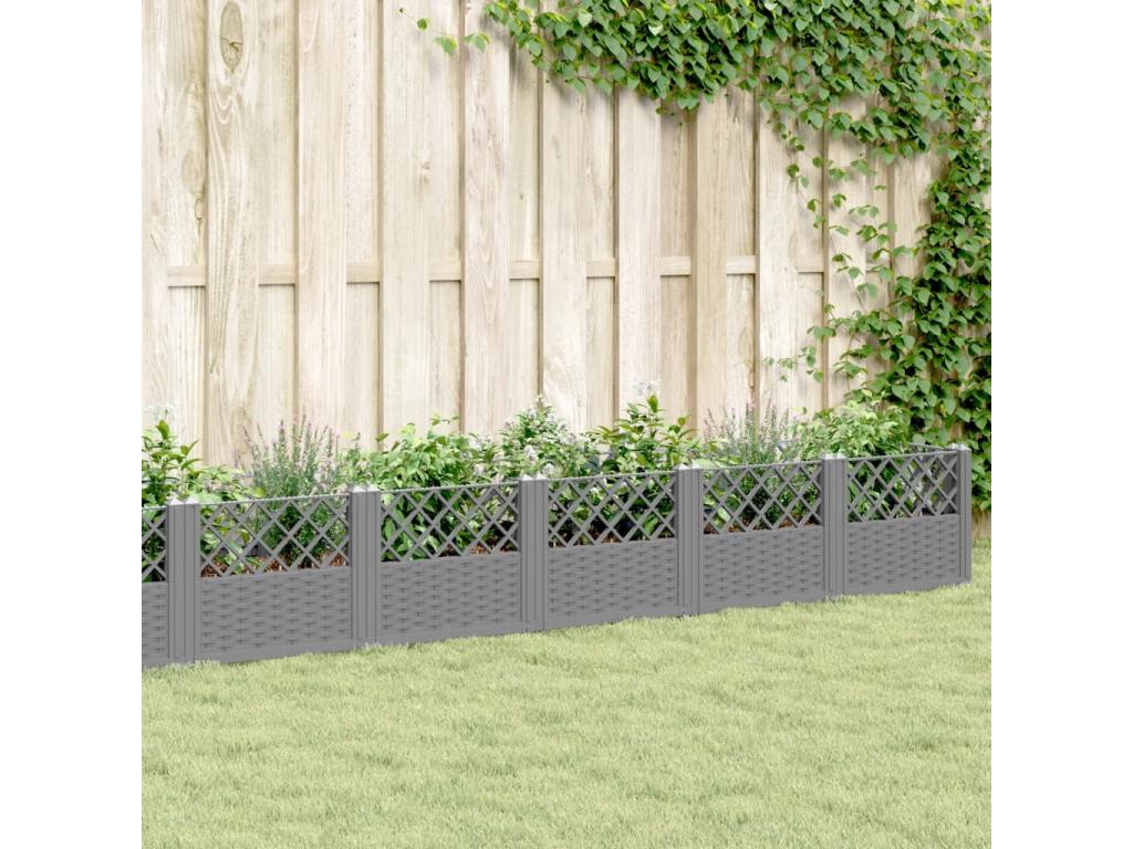 Jardinière avec piquets gris clair 363,5x43,5x43,5 cm PP TTKU51918