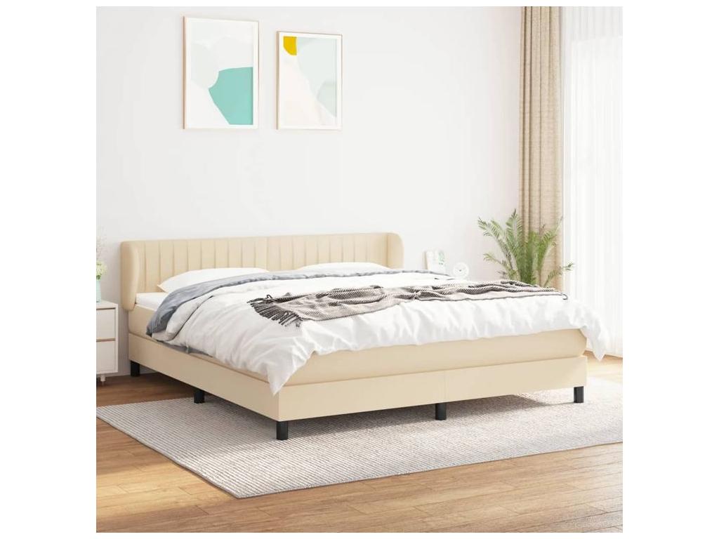 Sommier à Dekonao de lit avec matelas Crème 160x200 Tissu YOKA61851