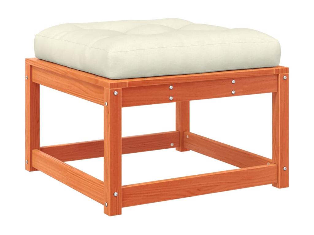 Salon de jardin 5 pièces avec coussins cire marron bois pin massif EFTE57255