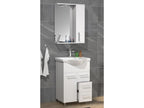 Dekonao 3-pièces lavabo meuble de salle de bains ensemble lavabo tiroir armoire de toilette Lisalo L blanc HFSP94165