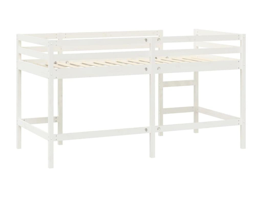 Lit mezzanine enfant échelle blanc 80x200 cm bois pin massif IGPV31454