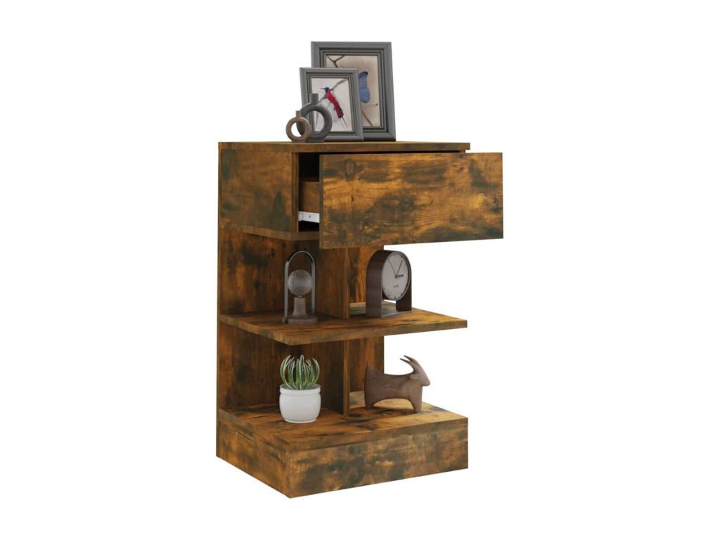 Table de chevet Chêne fumé 40x35x65 cm Bois d'ingénierie LNDA85522