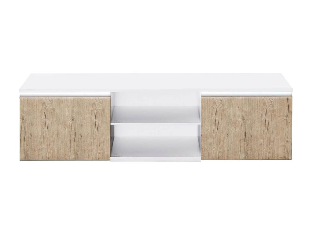 Dekonao - Ensemble Salon meuble TV Laqué Blanc Brillant Aspect Bois RTJB43538