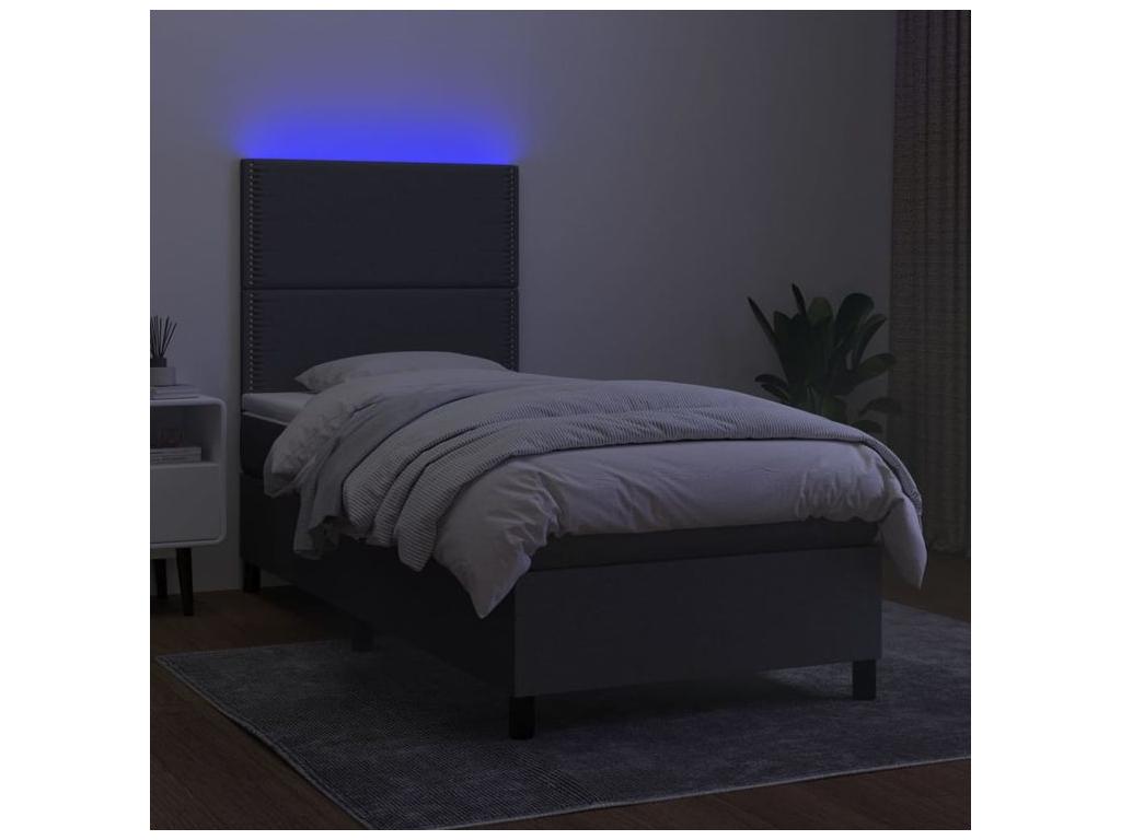 Sommier à Dekonao de lit avec matelas et LED Gris foncé 90x200 JAPS14325