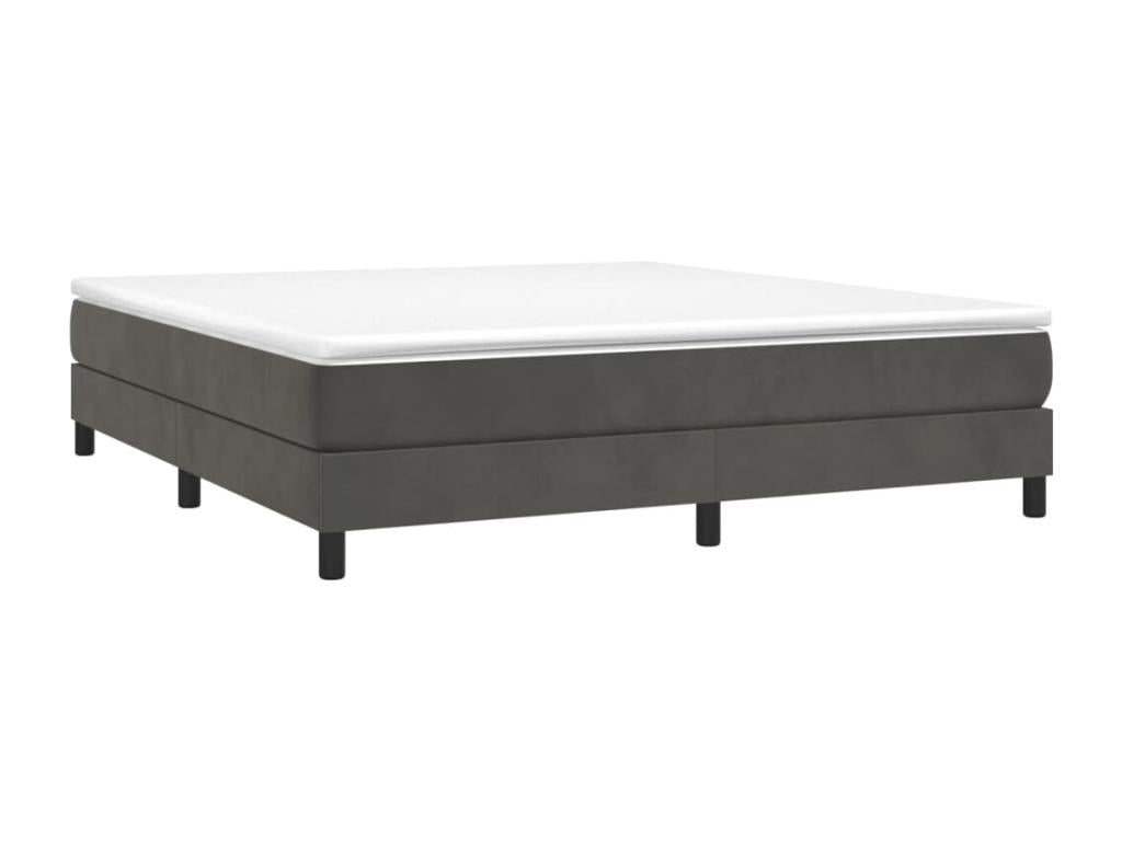 Lit à sommier tapissier et matelas Gris foncé 180x200cm Velours KUNN01230