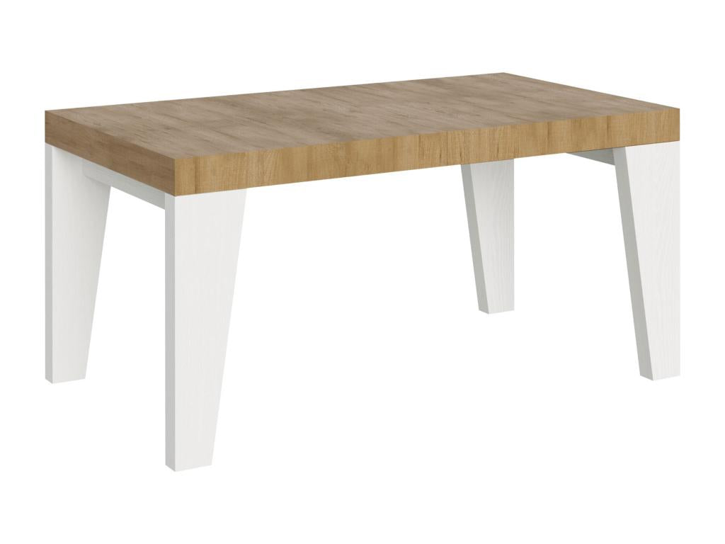 Table extensible 90x160/420 cm Naxy Mix dessus Chêne Nature pieds Frêne Blanc APHK63353