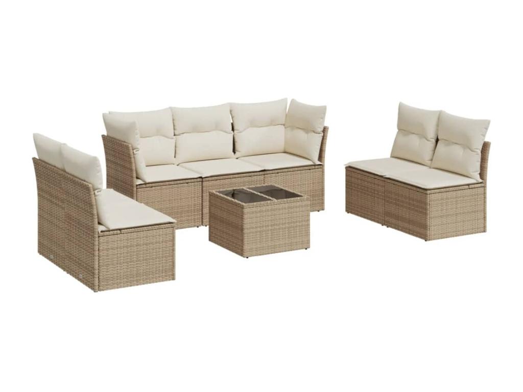 Salon de jardin avec coussins 8 pièces beige résine tressée NTSO20379