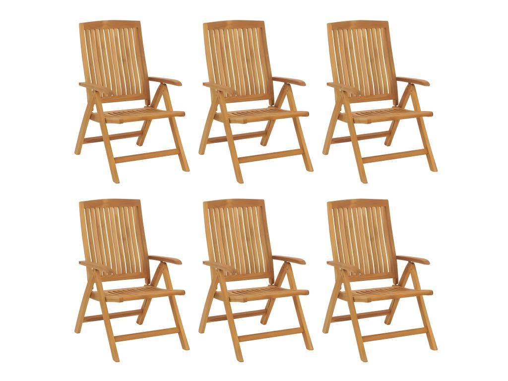Chaises de jardin inclinables et coussins lot de 6 bois teck ICVC05997
