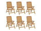 Chaises de jardin inclinables et coussins lot de 6 bois teck ICVC05997