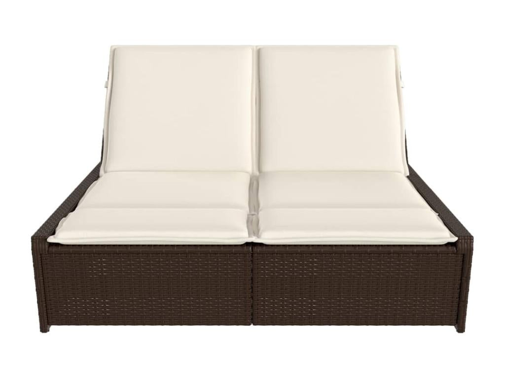 Chaise longue double avec coussins marron résine tressée MJCW78478