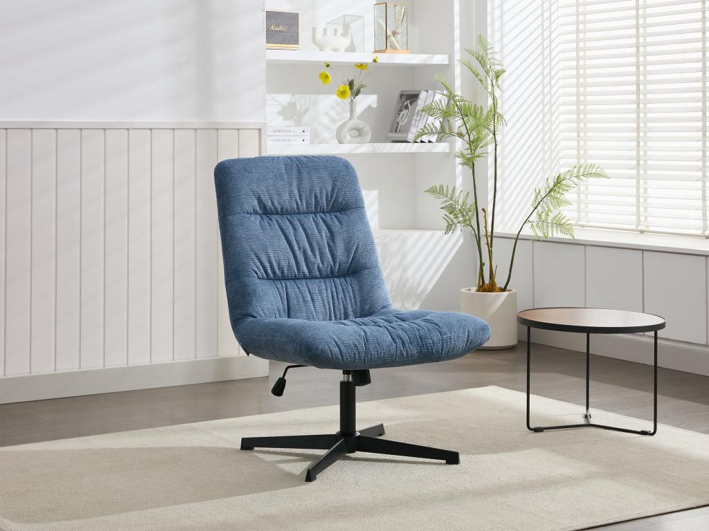 Fauteuil pivotant en tissu chiné bleu Dekonao WJRM06910