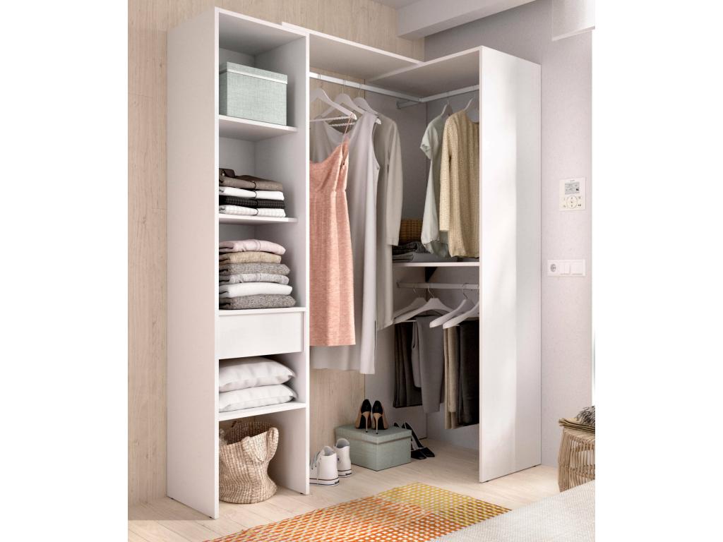Grande Garde-robe Dekonao Meubles de chambre Penderie de plain-pied Placard à vêtements 98x42 h187 cm Blanc RMYI29501