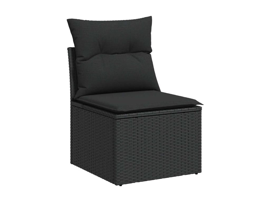 Salon de jardin 6 pcs avec coussins noir résine tressée Dekonao JSDW53557