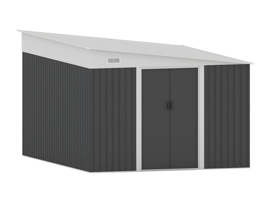 Abri de jardin métal adossé en acier galvanisé anthracite 9,76 m² - Dekonao QHNL81663