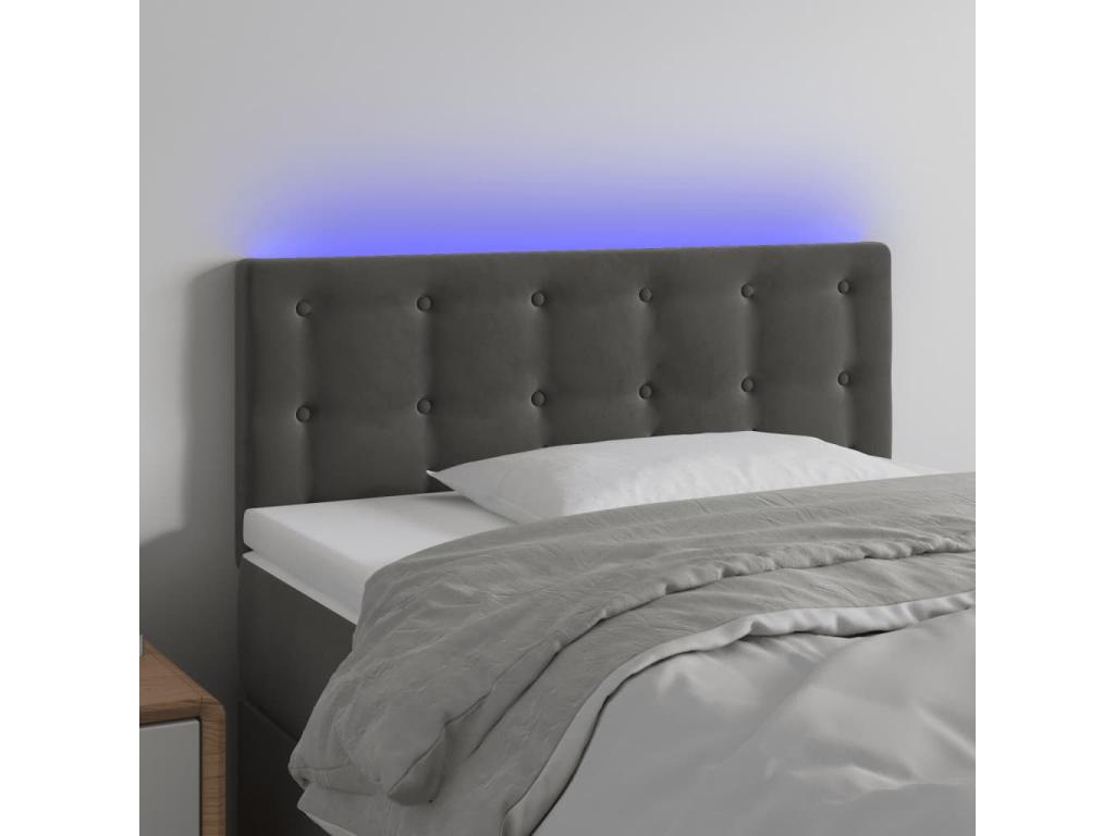 Tête de lit à LED Gris foncé 90x5x78/88 cm Velours FUXC26326