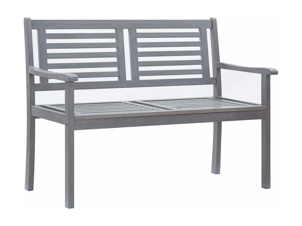 Banc de jardin 2 places avec coussin 120 cm Gris Eucalyptus REUP58277