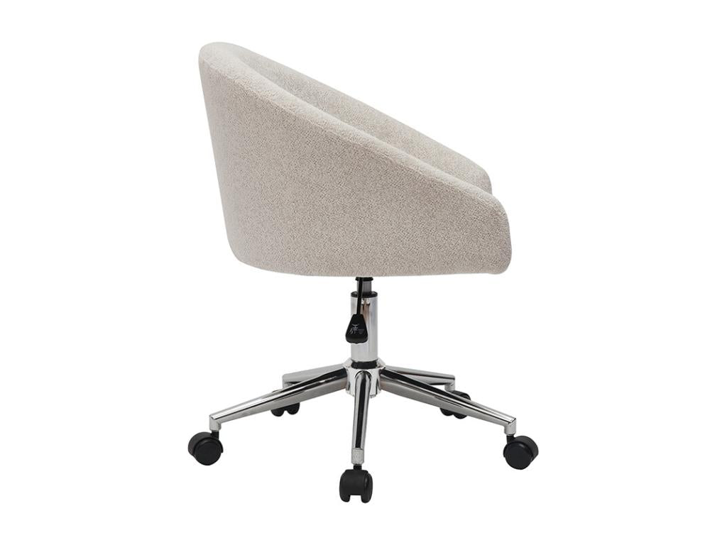 Chaise de bureau à Dekonao design en tissu velours chenille beige et acier chromé Dekonao TJLZ66684