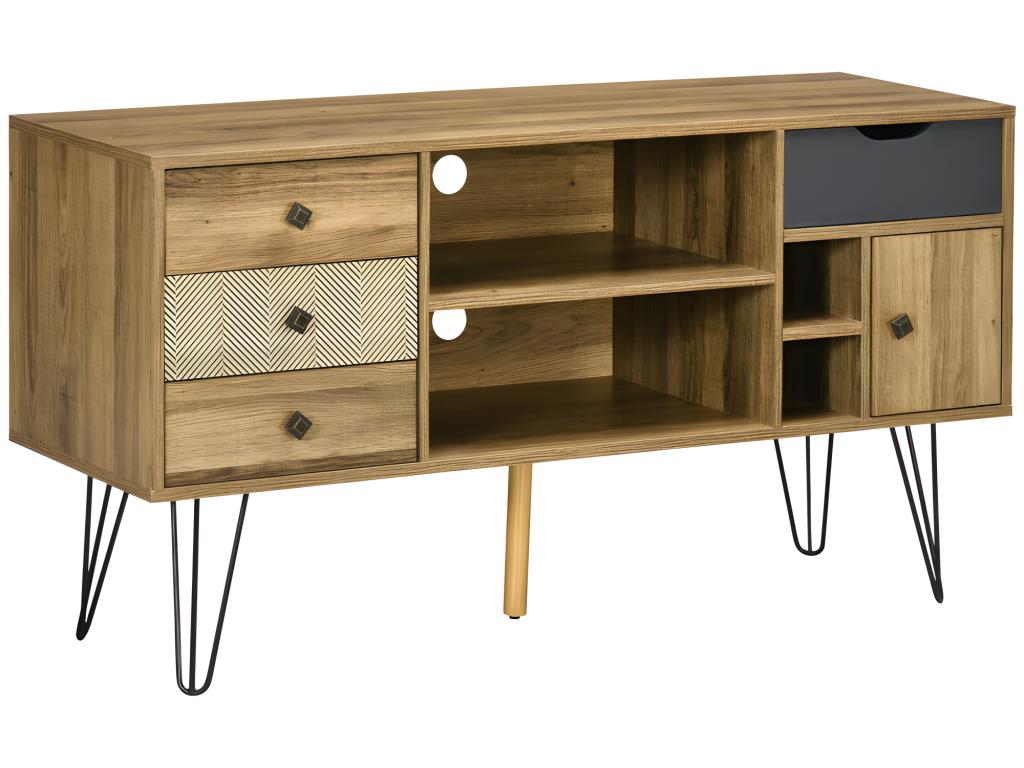 Meuble tv industriel Dekonao aspect bois et noir CAGL97488