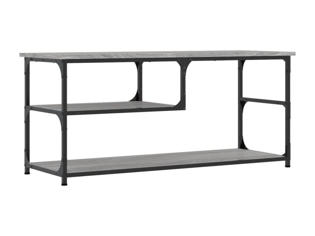 Meuble TV Dekonao gris 103x38x46,5 cm bois d'ingénierie et acier QKWC70790