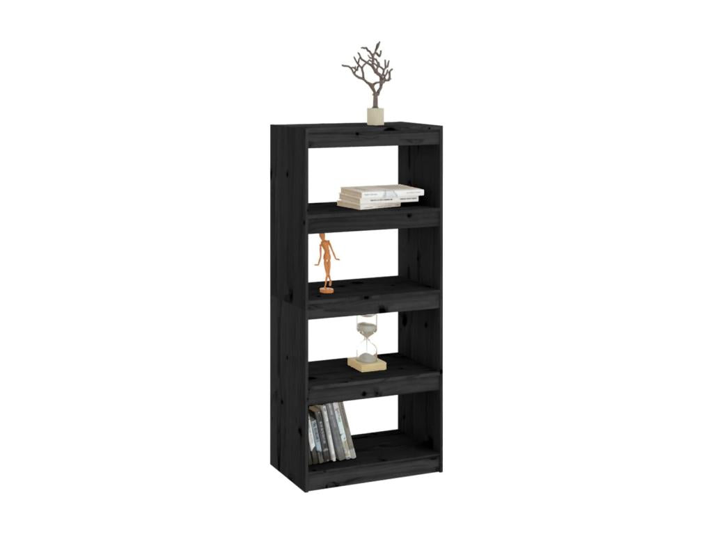 Bibliothèque/Séparateur de pièce Noir 60x30x135.5 cm Pin solide EBKX57204