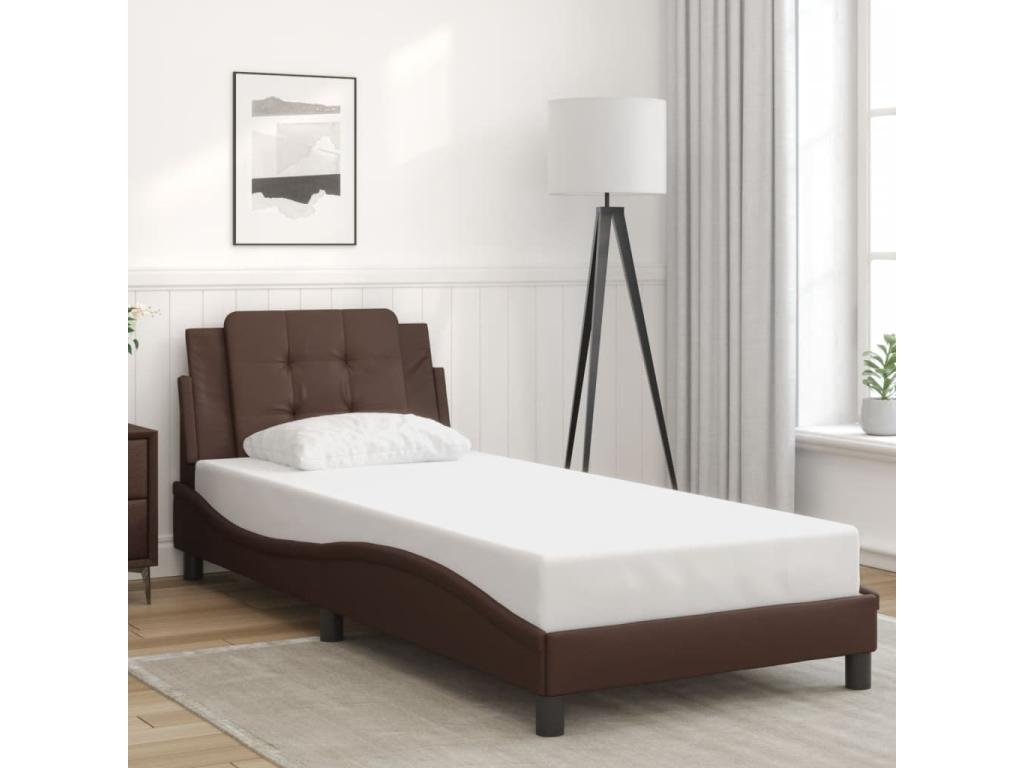 Cadre de lit avec LED sans matelas marron 100x200 cm WGKG90018