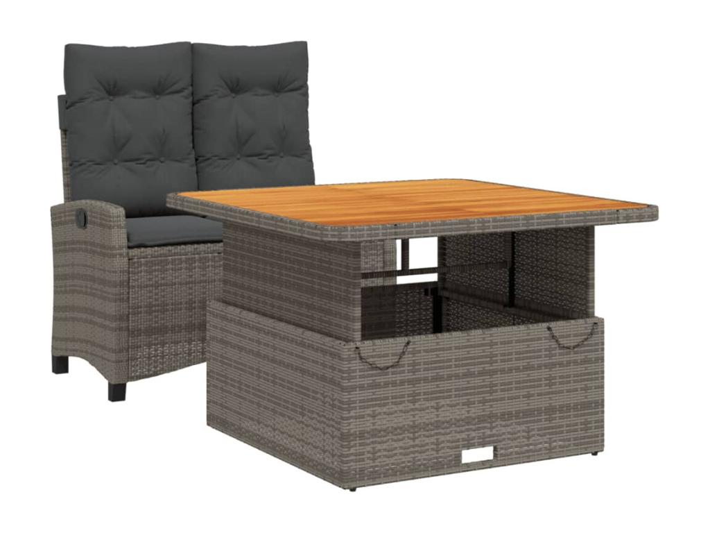 Ensemble à manger de jardin et coussins 2 pièces gris rotin AFZR18256