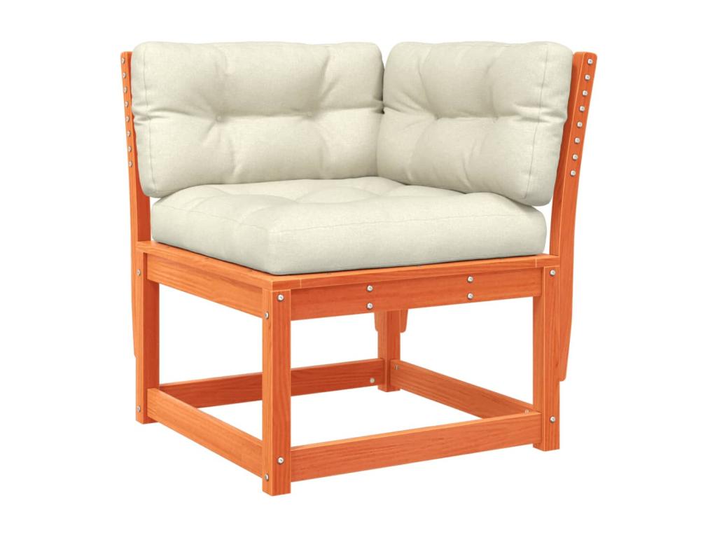 Salon de jardin 5 pièces avec coussins cire marron bois pin massif EFTE57255