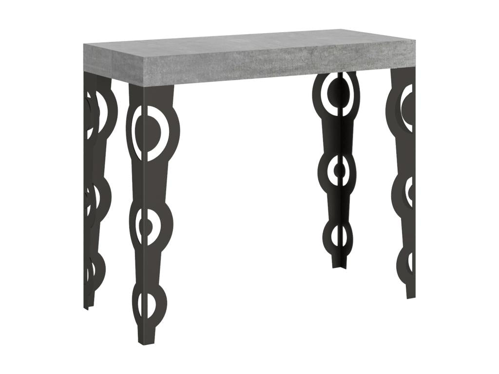 Console extensible 90x40/196 cm Karamay Small Premium Gris Béton cadre Anthracite IVHX09232