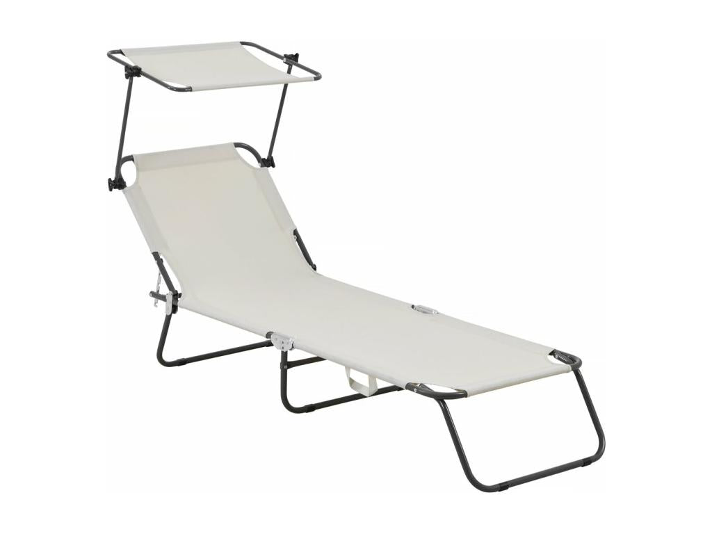 Bain de soleil pliable Lazy - Avec pare soleil - Beige KYNX33597
